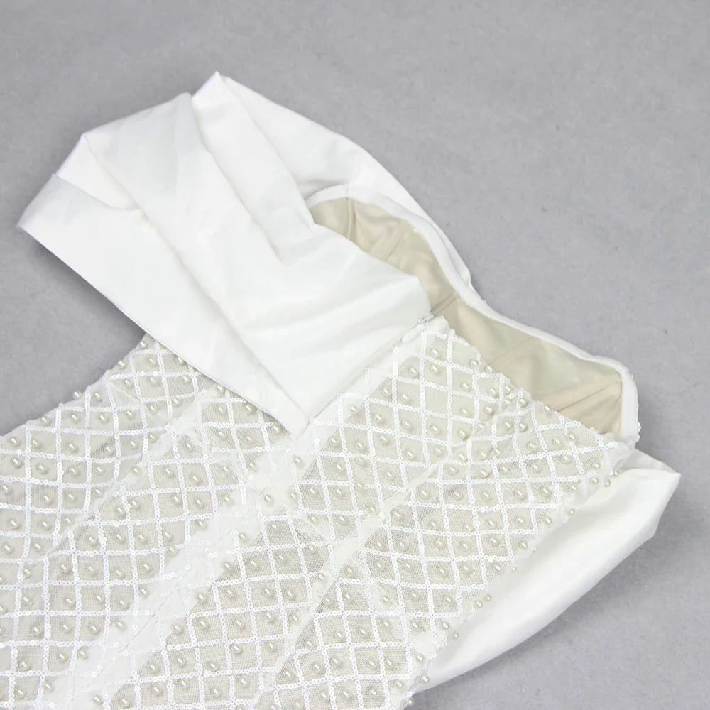 Vestido bordado um ombro só - Tania