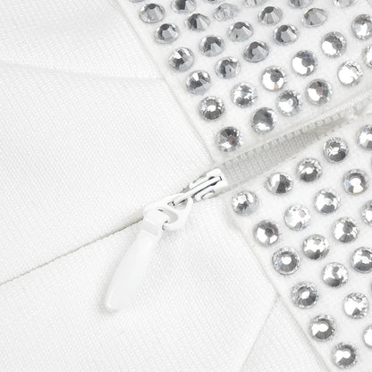 Vestido costas nuas strass e recorte - Ulian