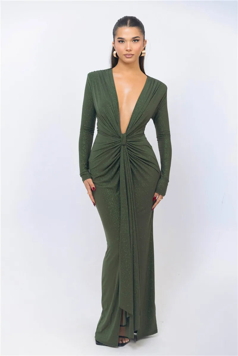 Vestido brilhante com decote V - Tulian