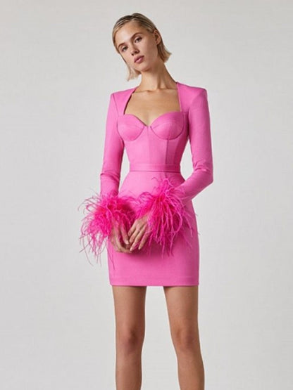 Vestido sexy de manga comprida - Plum