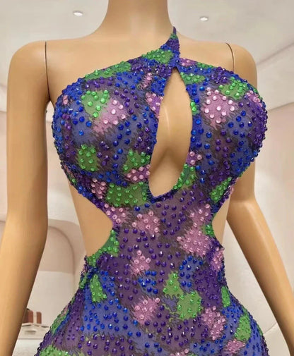 Vestido com strass colorido - Bianca