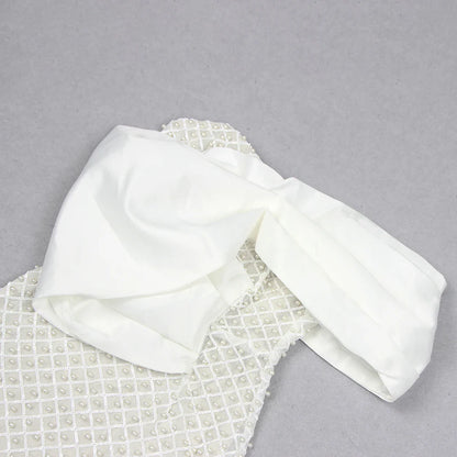 Vestido bordado um ombro só - Tania