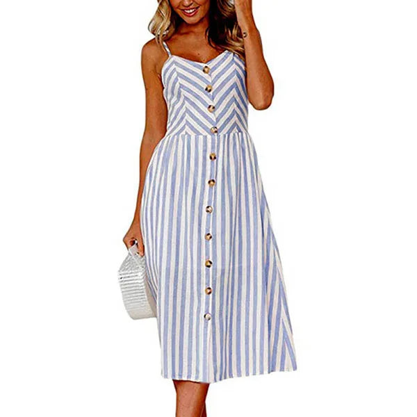Vestido midi detalhe de botão - Luna
