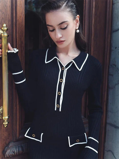 Vestido malha canelada babados - Stacy