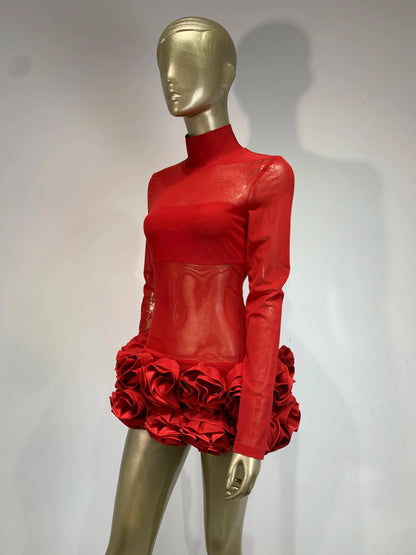 Vestido de manga flores 3D - Blissa
