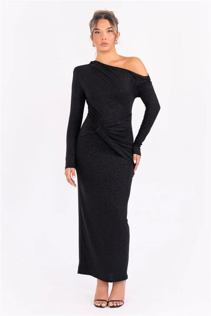 Vestido justo com manga brilho - Tayla
