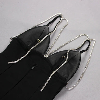 Vestido alça de laço de strass - Veronica