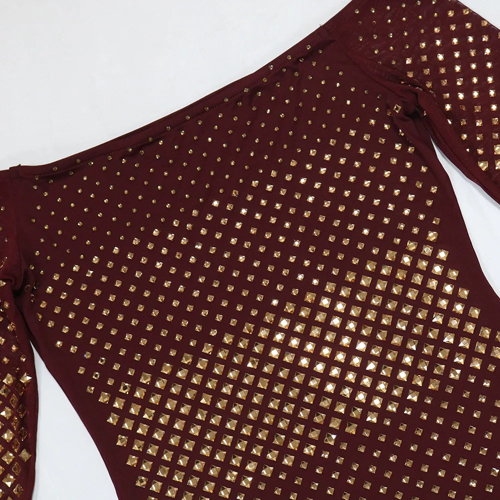 Vestido ombro a ombro apliques - Brenda
