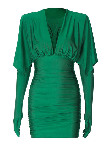 Vestido ombreiras decotado - Dania