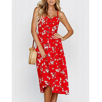 Vestido midi detalhe de botão - Luna