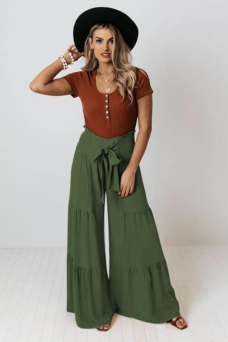 Calça larga casual flare - Alana