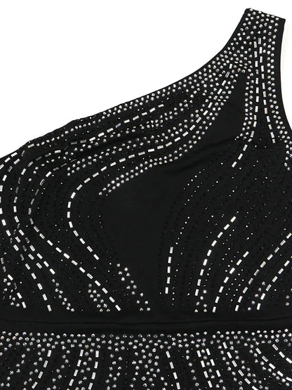 Vestido com fenda alta e strass - Malva