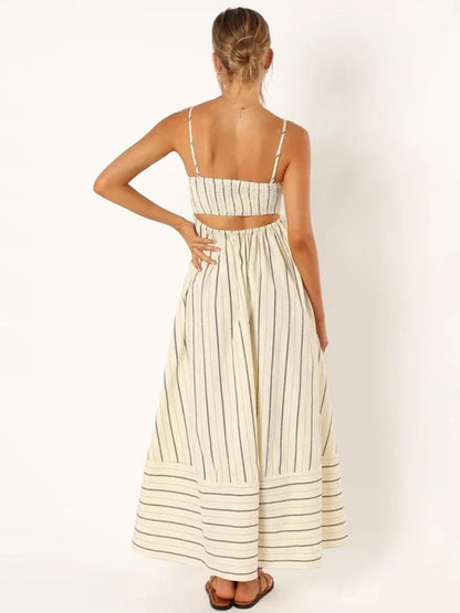 Vestido listrado de alça - Leslie