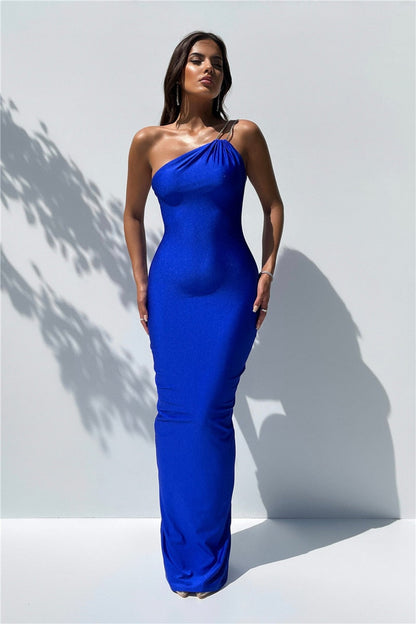 Vestido longo sexy de um ombro - Lila