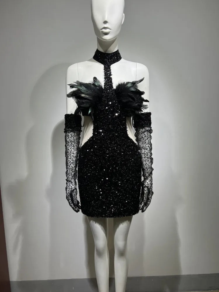 Vestido luxo gola alta - Samya