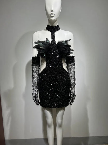 Vestido luxo gola alta - Samya
