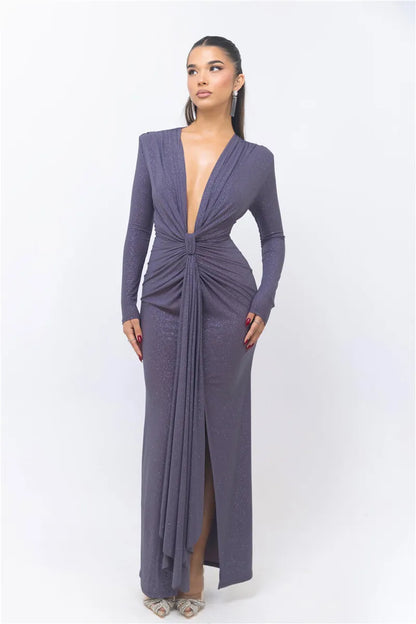 Vestido brilhante com decote V - Tulian
