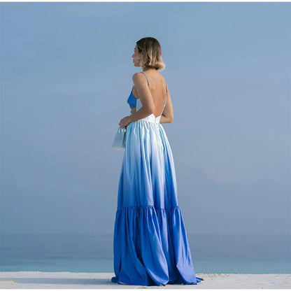 Vestido longo cor gradiente - Sabrina