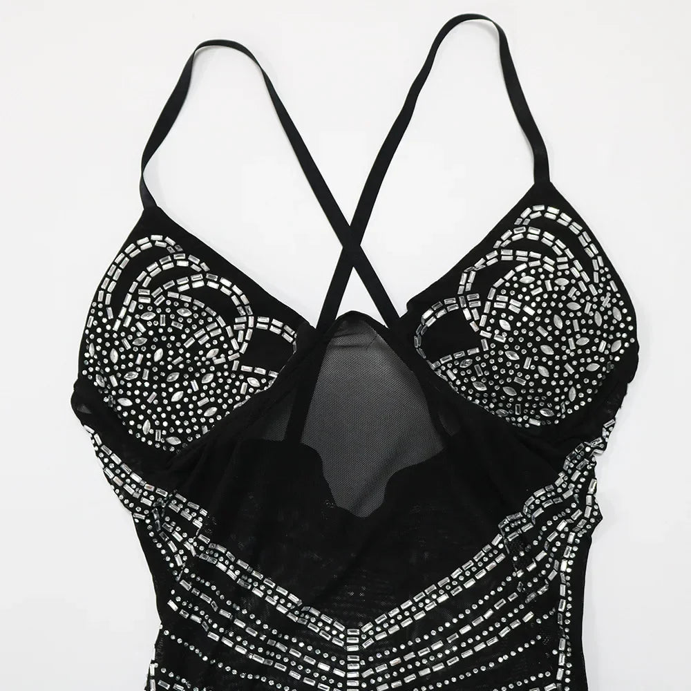 Vestido de malha com aro e strass - Gori