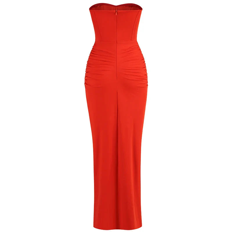 Vestido sem alças franzido - Galie