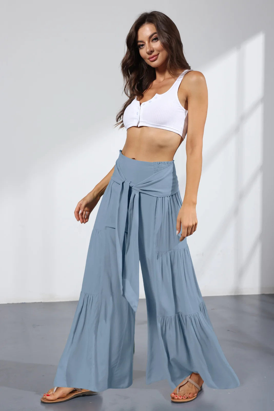 Calça larga casual flare - Alana