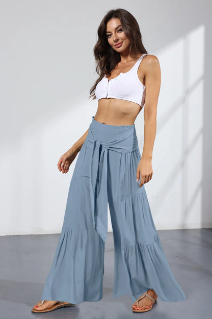 Calça larga casual flare - Alana