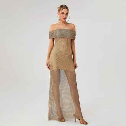 Vestido strass ombros à mostra - Alexa