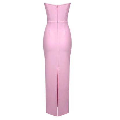 Vestido longo sem alças bordado - Sheila