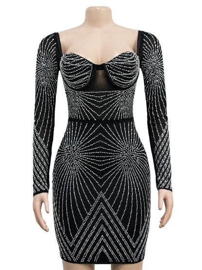 Vestido justo com strass - Wellie