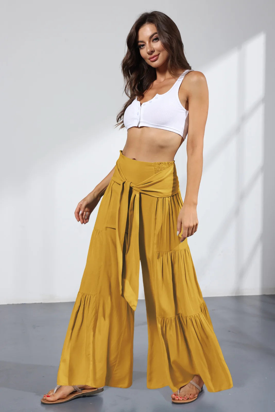 Calça larga casual flare - Alana