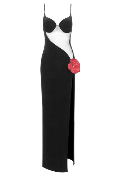 Vestido com fenda e alças finas - Suzana