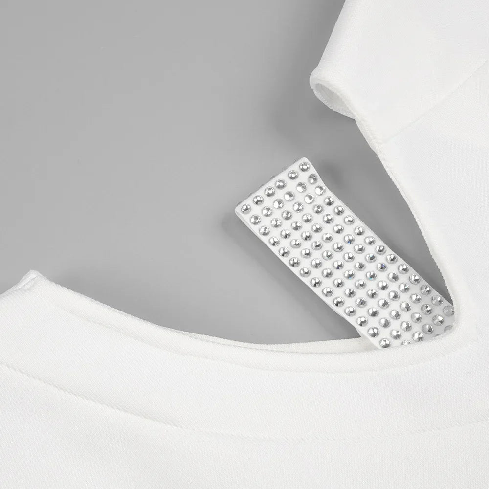 Vestido costas nuas strass e recorte - Ulian