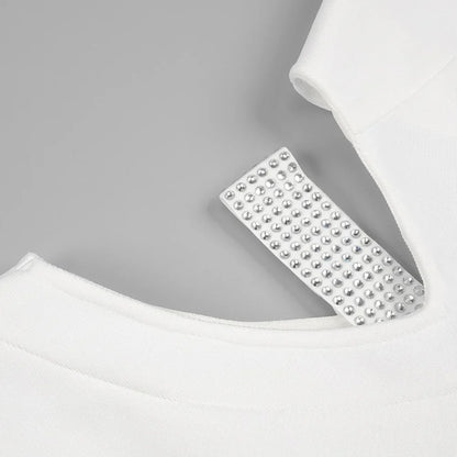 Vestido costas nuas strass e recorte - Ulian