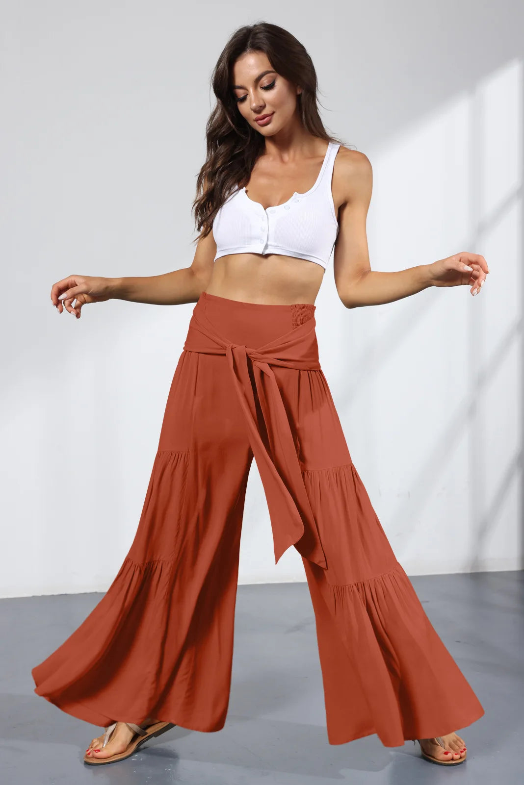 Calça larga casual flare - Alana