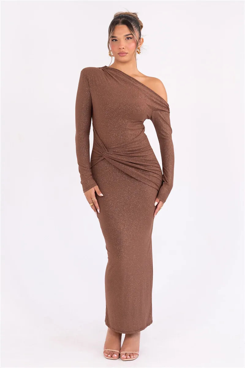 Vestido justo com manga brilho - Tayla