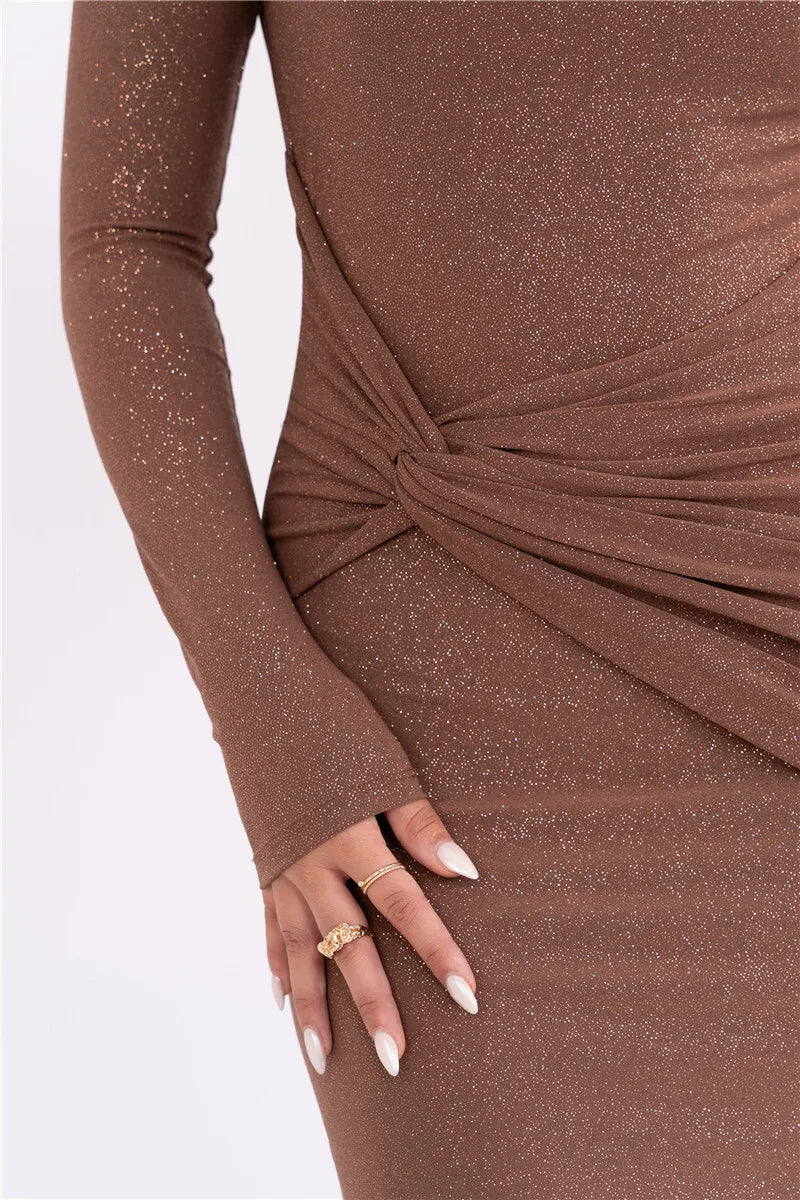Vestido justo com manga brilho - Tayla