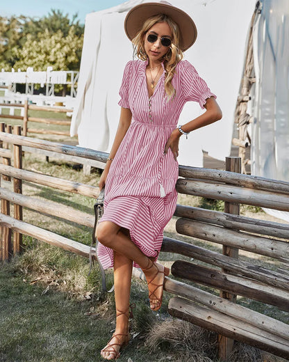 Vestido com Botões Manga Lanterna - Julia