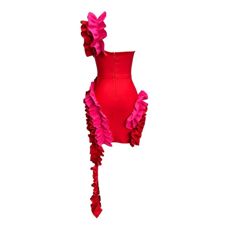 Vestido com babados um ombro - Iris