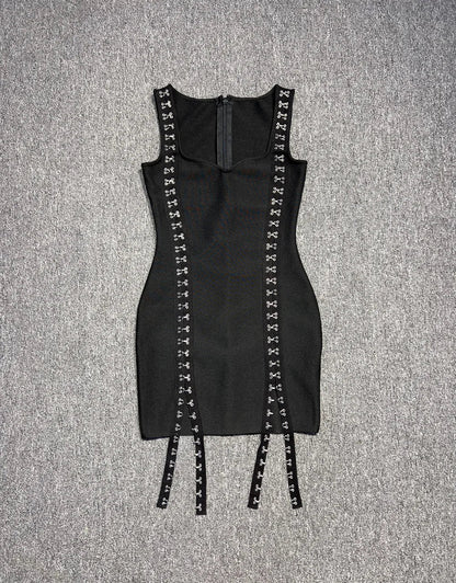 Vestido decote quadrado e fendas - Luiza