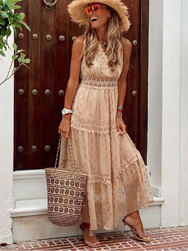 Vestido boho decote em V - Crystal