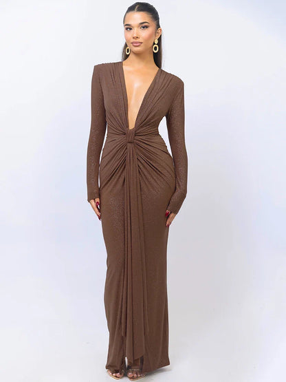 Vestido brilhante com decote V - Tulian