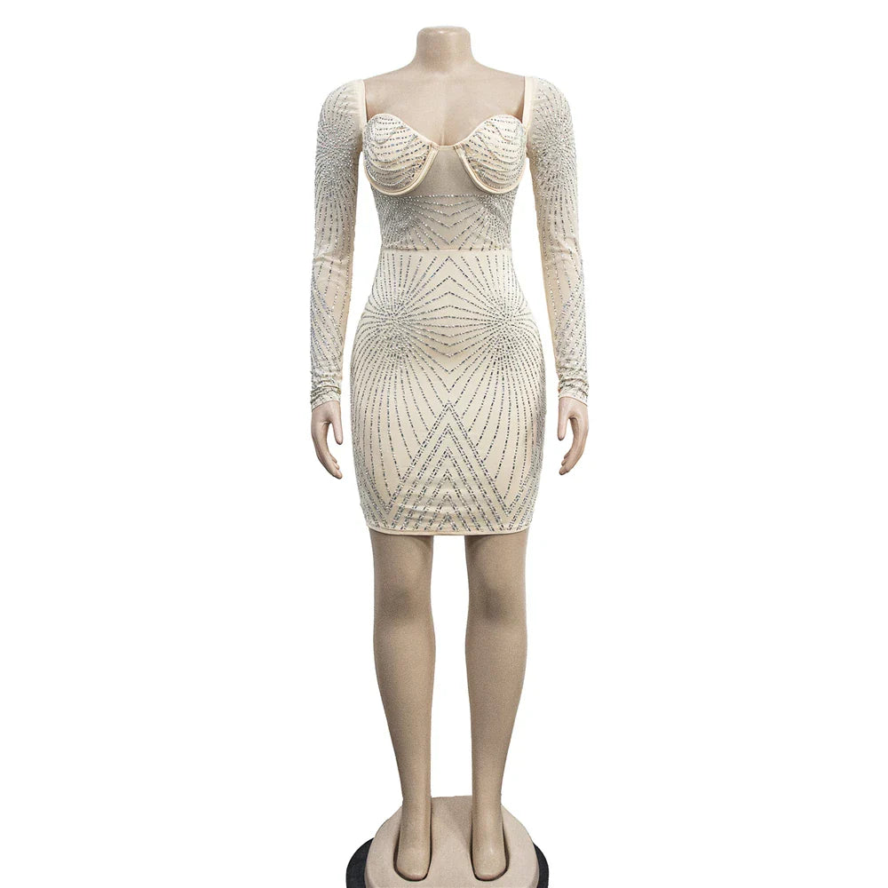 Vestido justo com strass - Wellie