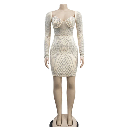 Vestido justo com strass - Wellie