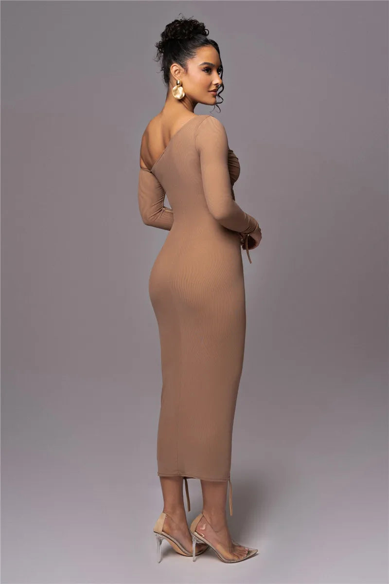 Vestido de manga gola diagonal - Anatole