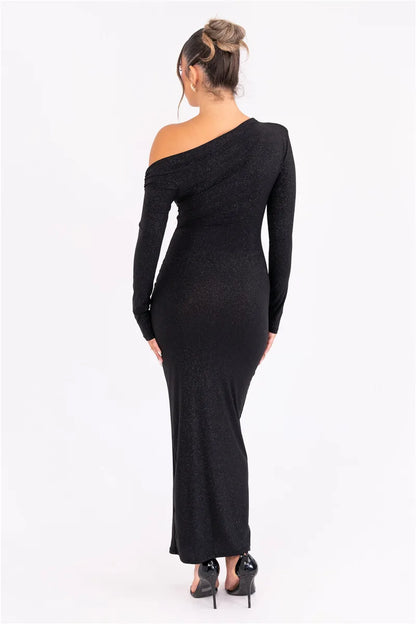 Vestido justo com manga brilho - Tayla