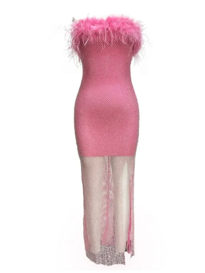 Vestido sem alças com fenda - Amara