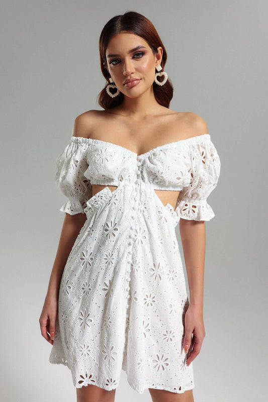 Vestido de renda fora do ombro - Lian