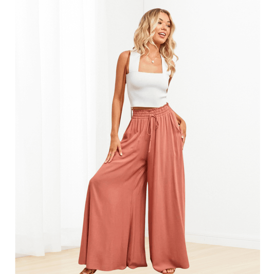 Calça wide leg cós elástico - Alina