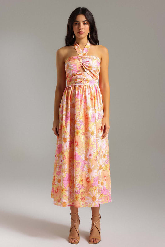 Vestido estampado frente única - Hilia