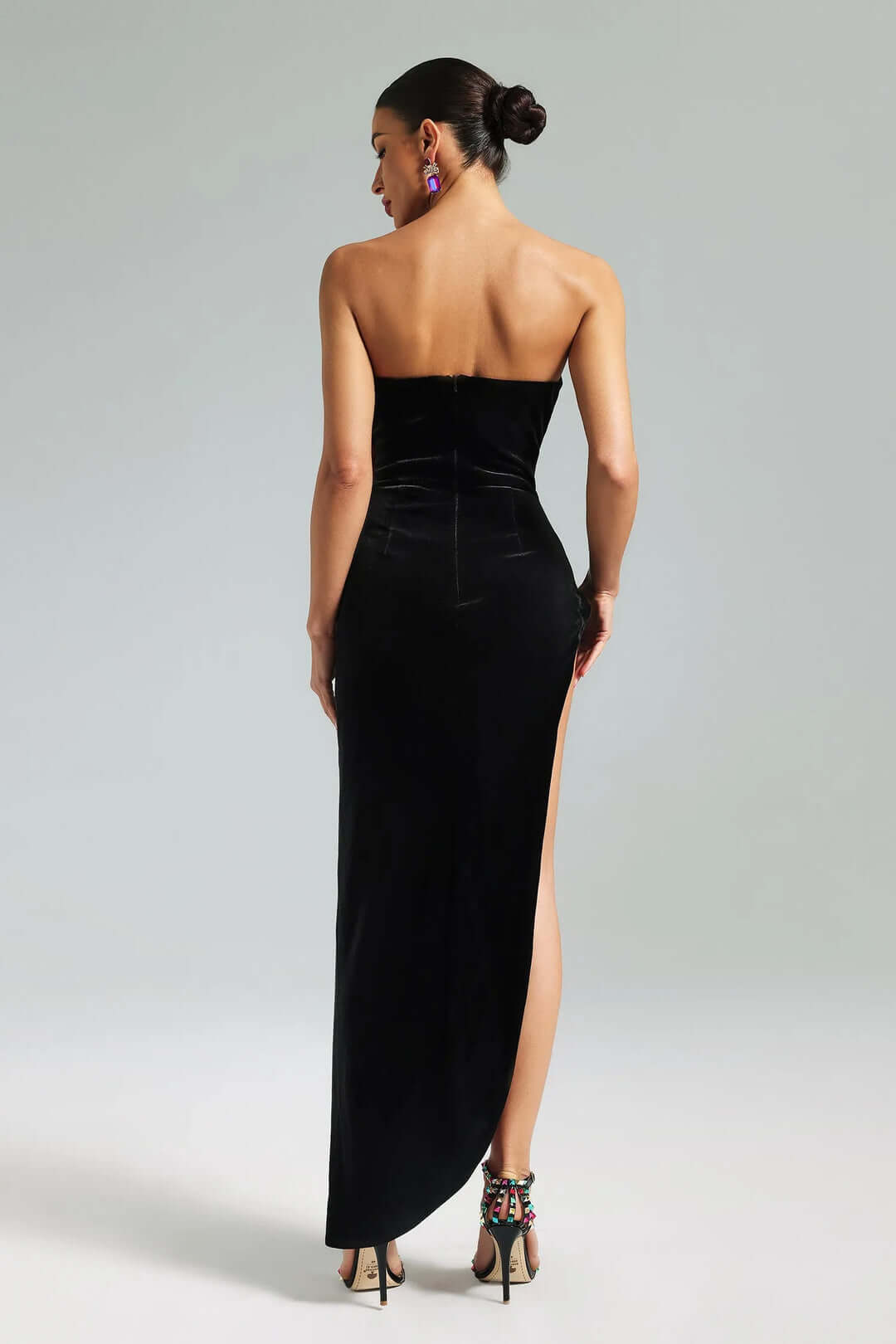 Vestido longo 3D sem alças - Jazlyn